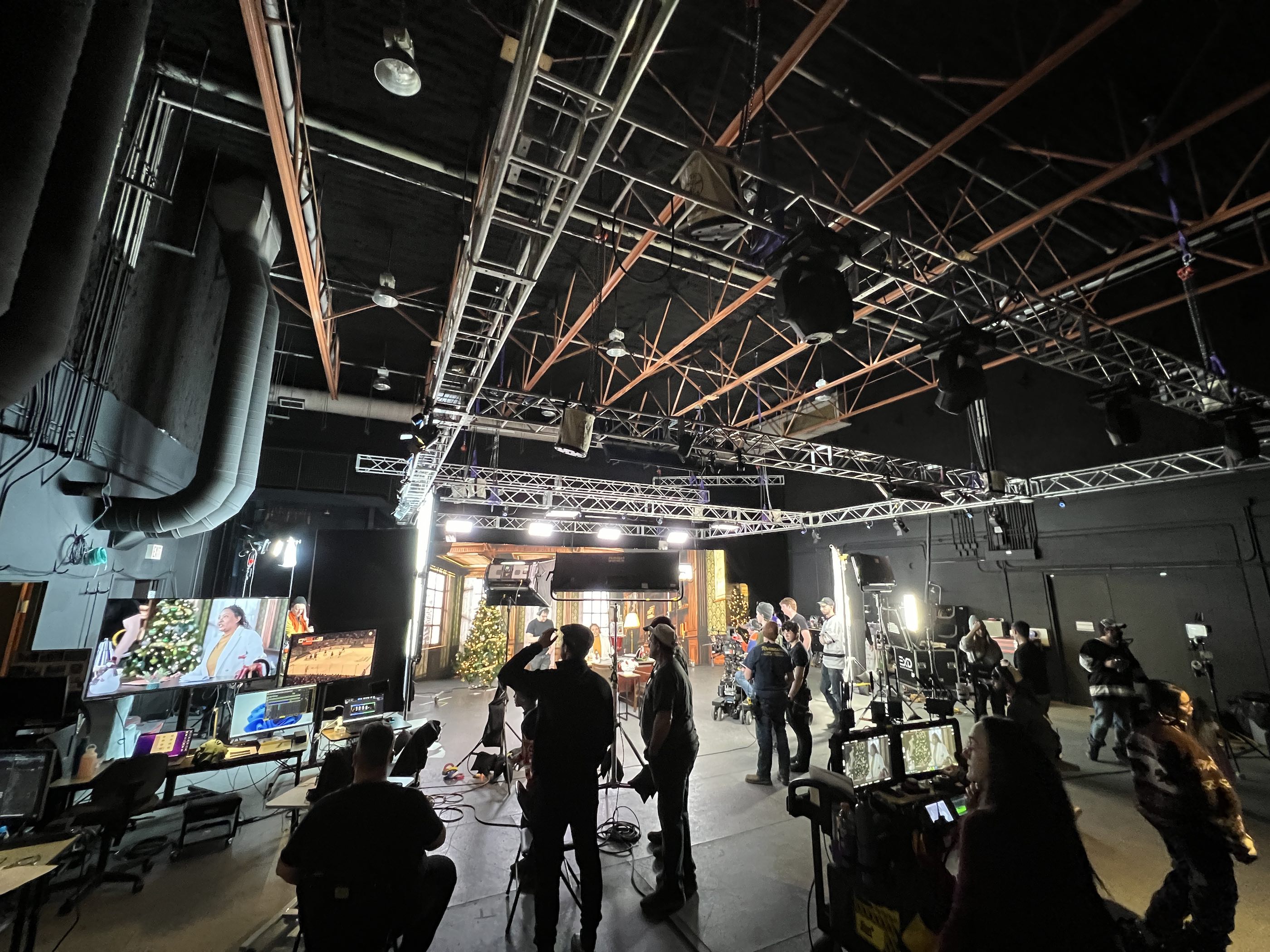 Movie studio with a Christmas filming in production