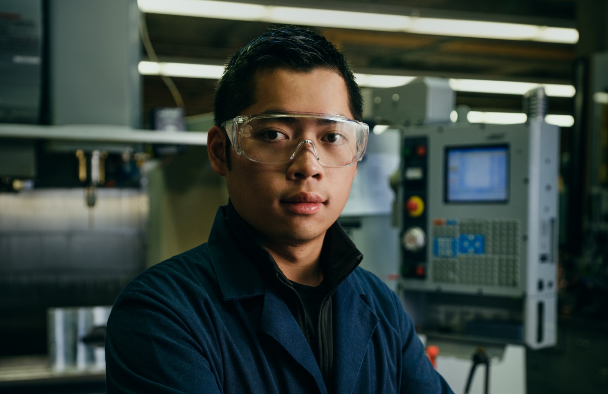 Student wearing safety goggles