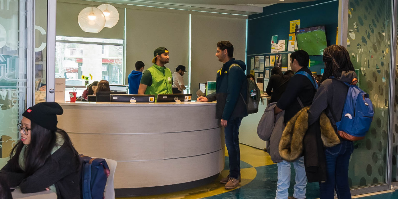 Students seeking support at the International Service Centre