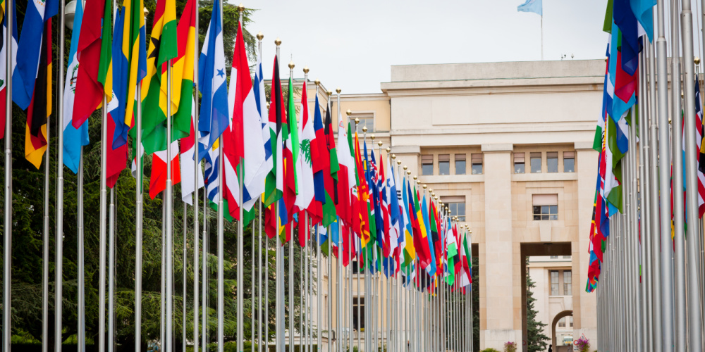 A row of international flags