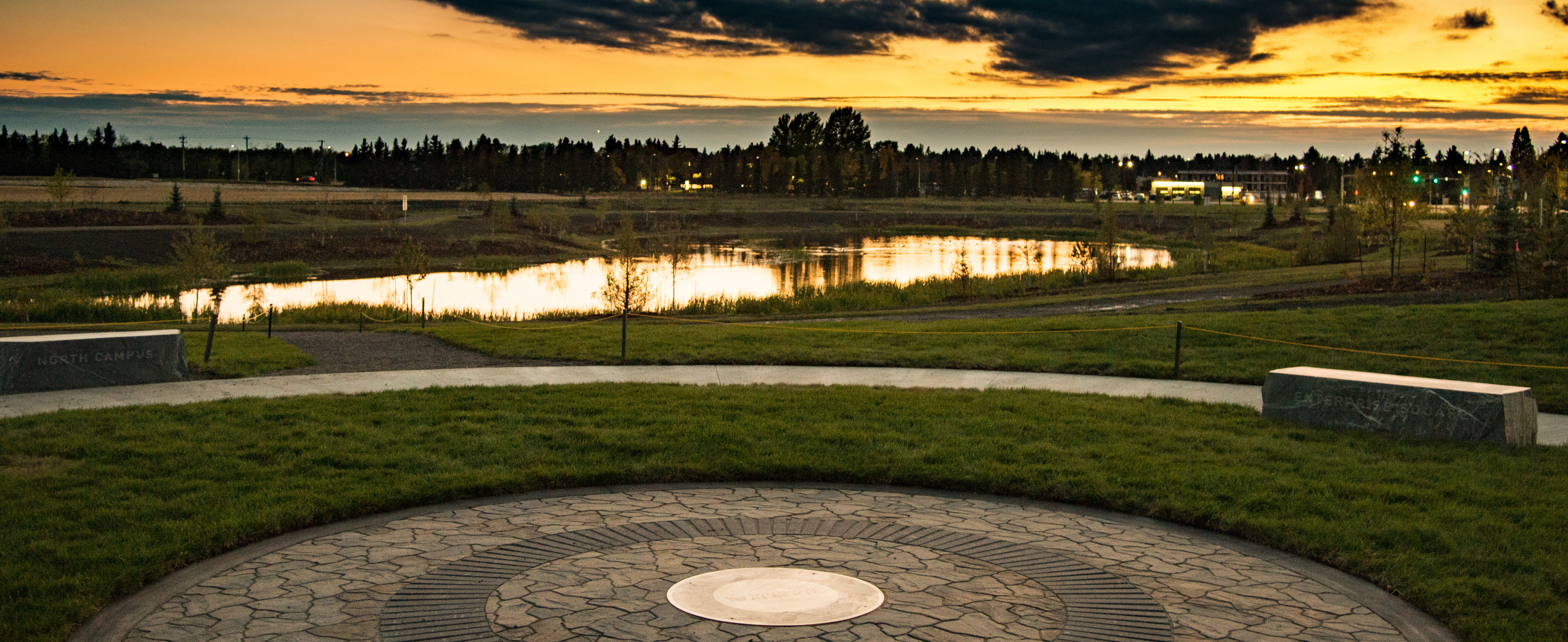Evergreen Pond and Circle found on South Campus