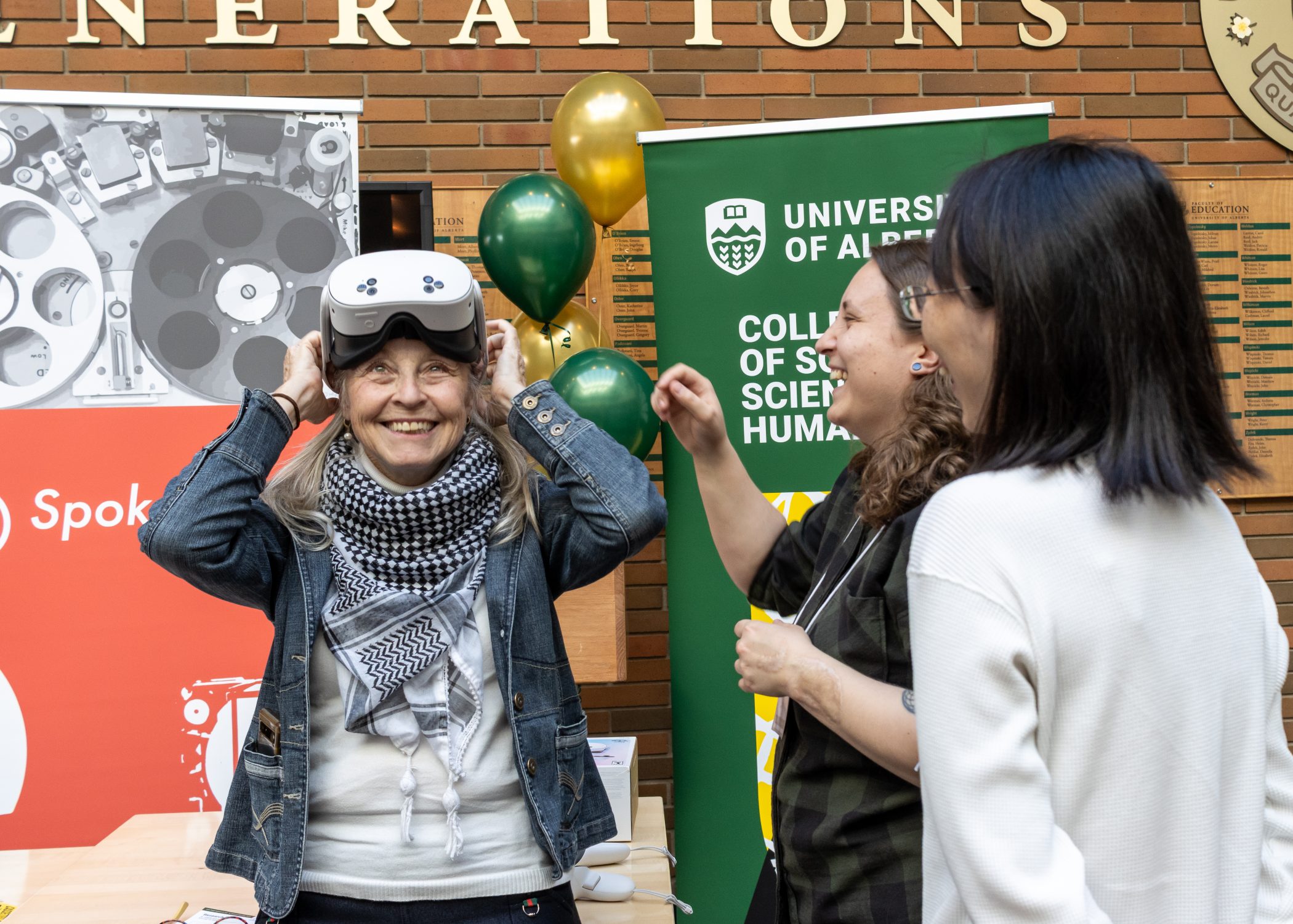 Natasha D'Amours and Xuege Wu (both Faculty of Arts) host a table on the SpokenWeb: Sounding Literature project.